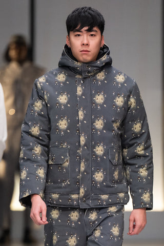 Potrends Village Warrior Print Puffer Jacket